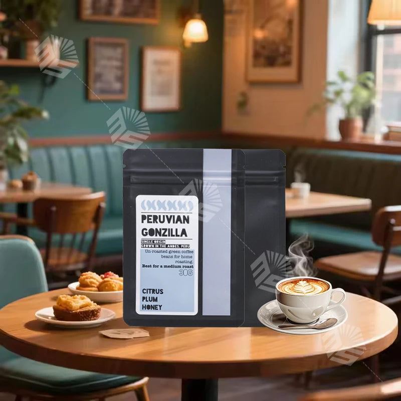 Factory Direct Custom Logo Smell Proof Food Grade Moisture-proof Flat PE Three Side Seal Packaging Bag Ziplock for Coffee Beans