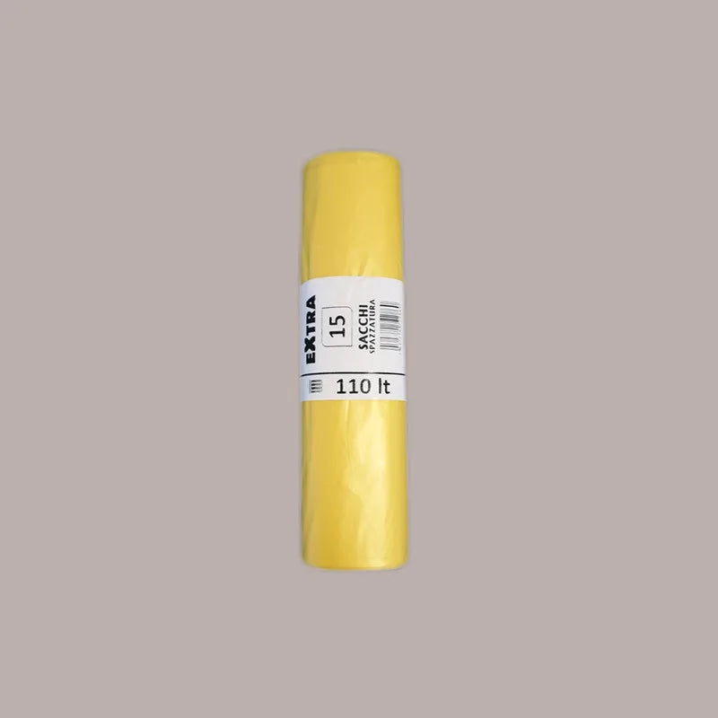 75 Pcs Eco-Friendly Yellow HDPE Plastic Disposable Garbage Bags 55x65mm Small Size with Handles Printed Design for Packaging