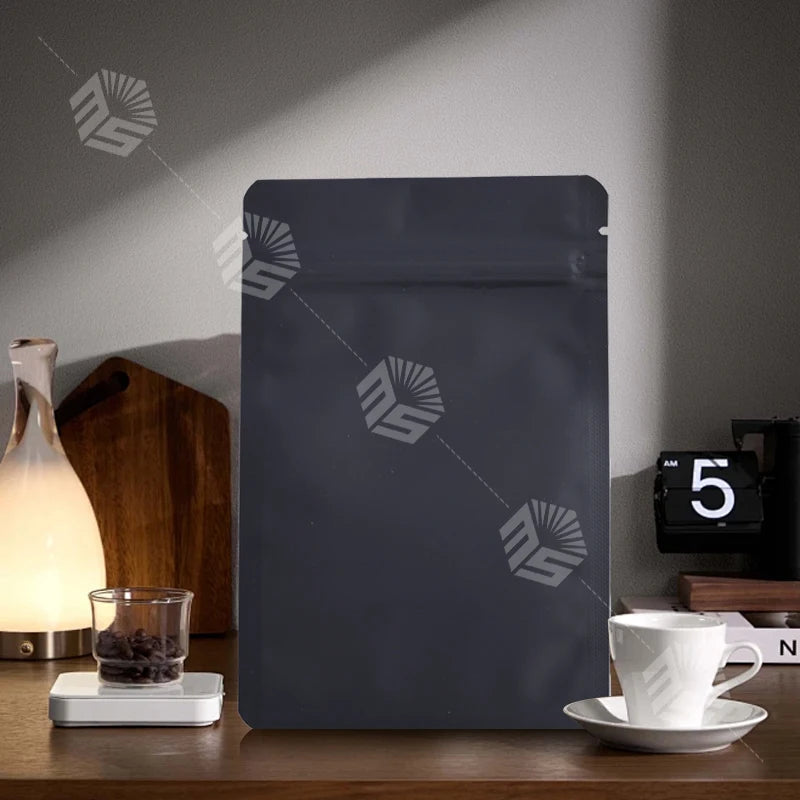 Factory Direct Custom Logo Smell Proof Food Grade Moisture-proof Flat PE Three Side Seal Packaging Bag Ziplock for Coffee Beans