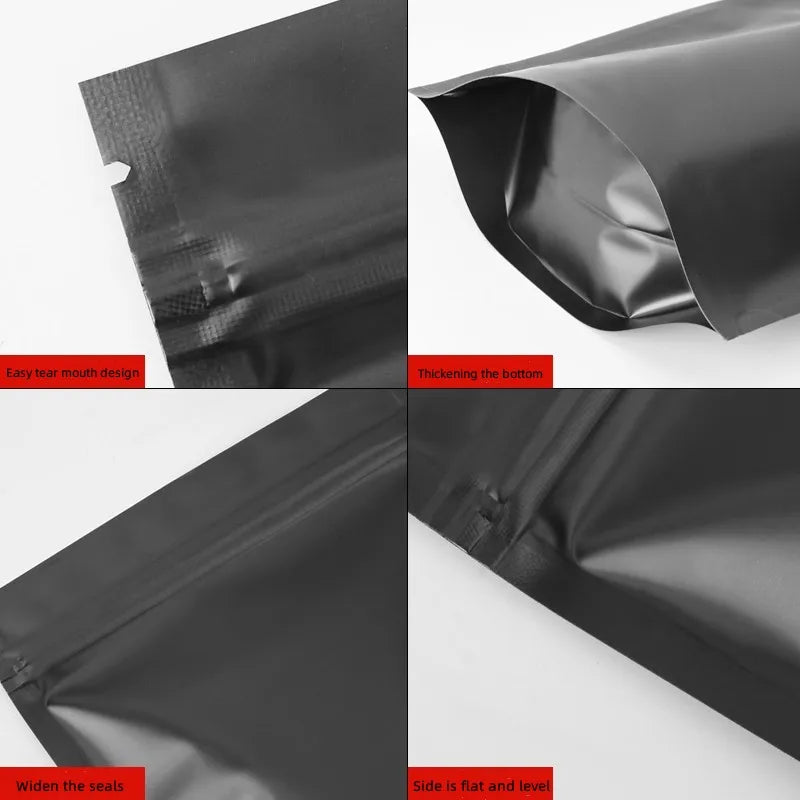 Matte Black Doypack Mylar Storage Stand Pouch PE Cake Stand Free Zipper Aluminum Foil Food Packaging Bag PET Plastic Colored