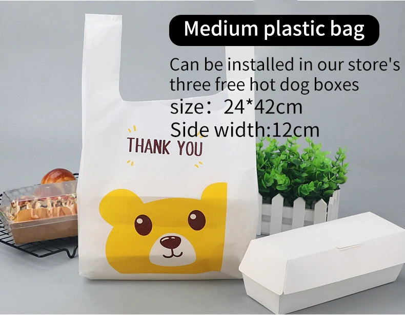 Take Out Bag Disposable Plastic Bag Factory Price OEM HDPE Food Shopping Plastic Customized Thank You Printing PE Carton Packing