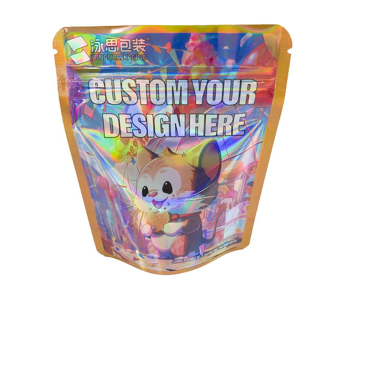 5000pcs Custom Print Mylar Bags Child-Resistant Stand Pouch Cut Plastic Food Sushi Milk Pet Food Jelly with Competitive Price