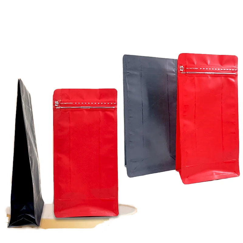 Eco-Friendly Zip Lock Packaging Bag Different Size Flat Bottom Food Paper Bag  with Tear off Zipper and air Valve