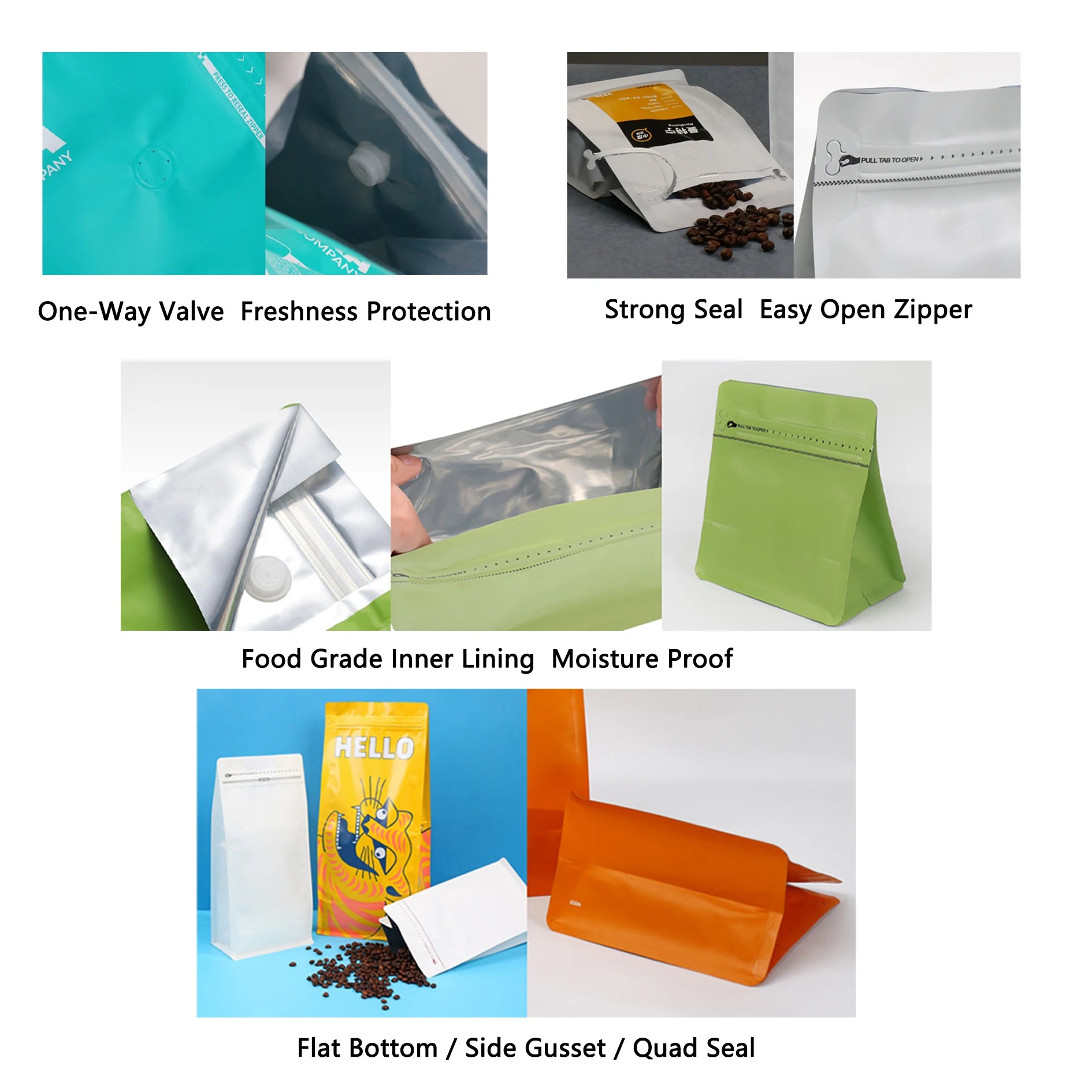 Eco Friendly Transparent Stand up Bag for Snacks Stand up Packaging