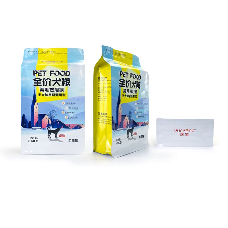 Custom 2.5kg 4kg 5kg 10kg Square Bottom Resealable Dog Treat Pet Cat Food Packaging Bag Sostenible Packaging Bags With Zipper
