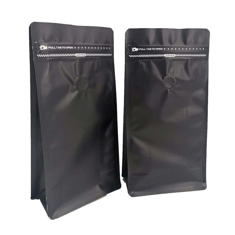 Eco-Friendly Zip Lock Packaging Bag Different Size Flat Bottom Food Paper Bag  with Tear off Zipper and air Valve